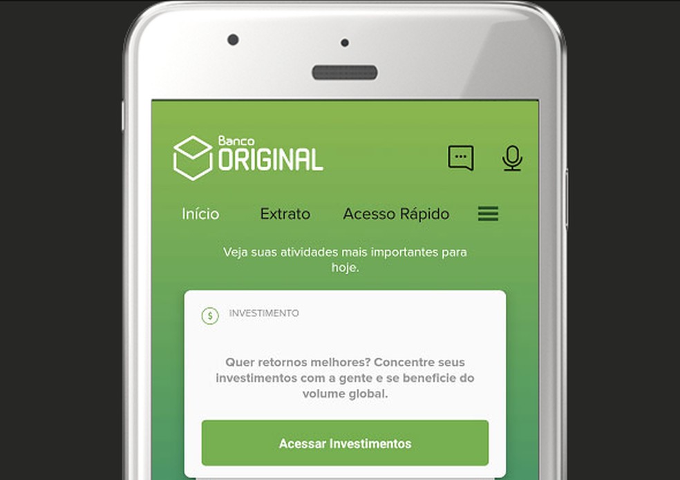 App do banco Original — Foto: Reproduçaõ/Original