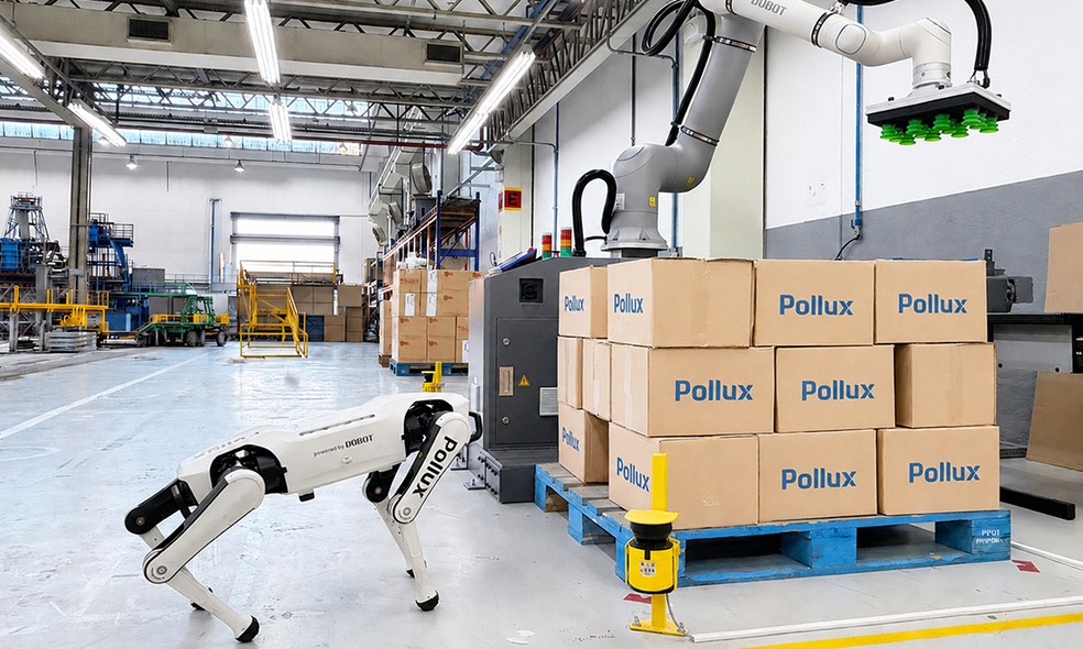 Robô quadrúpede que está sendo testado pela Pollux Automation para utilização em tarefas de inspeção industrial — Foto: Divulgação