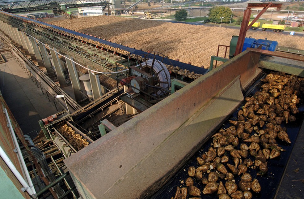 Unidade de produção de açúcar de beterraba na Alemanha: embarques da UE superam em 50% o limite acordado — Foto: Adam Berry/Bloomberg