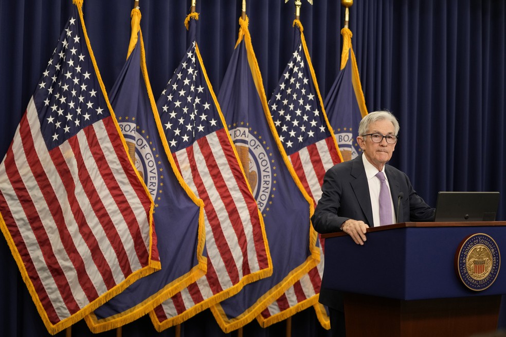 O presidente do Federal Reserve (Fed), Jerome Powell — Foto: Mark Schiefelbein/AP