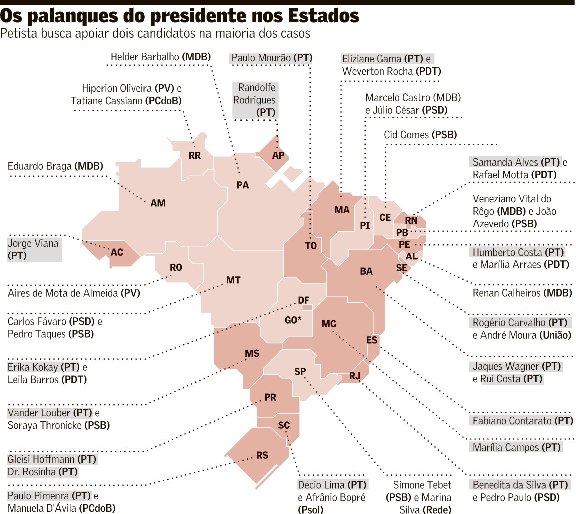 Lula prioriza palanques com candidatos do próprio PT em disputa pelo Senado