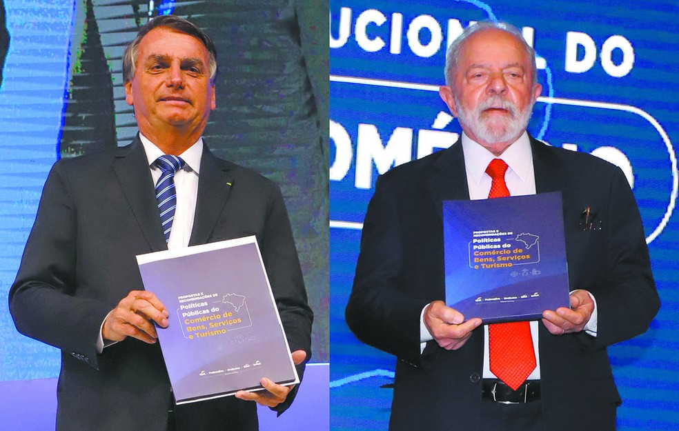 Jair Bolsonaro e Luiz Inácio Lula da Silva receberam a lista de propostas e recomendações da CNC — Foto: Divulgação/CNC