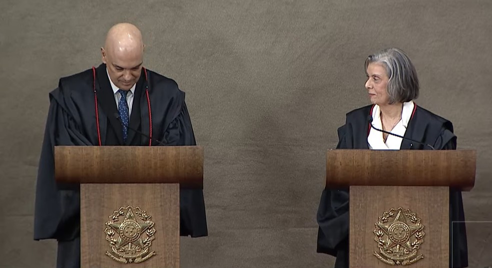 Cerimônia de posse da ministra Cármen Lúcia como presidente do TSE — Foto: Reprodução/YouTube - TSE