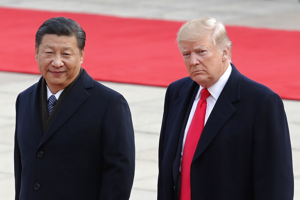 Xi Jinping e Trump — Foto: Andy Wong / Associated Press
