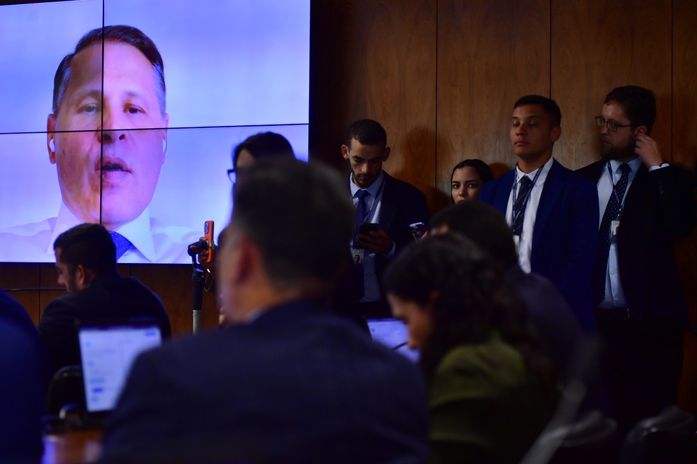Perito Eduardo Tagliaferro, ex-assessor de Moraes, participa de audiência na Comissão de Segurança Pública do Senado — Foto: Saulo Cruz/Agência Senado