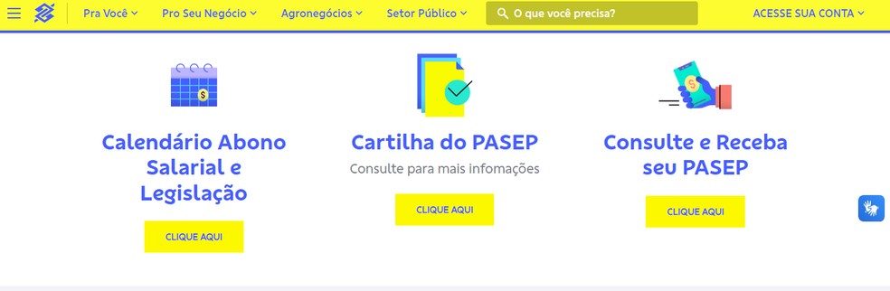 Consulta ao Pasep pode ser feita no site do Banco do Brasil — Foto: Reprodução/Banco do Brasil