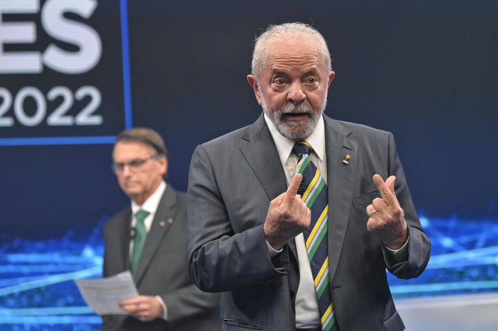 Debate na Band entre Lula e Bolsonaro, segundo turno eleições 2022 — Foto: Renato Pizzutto/Band