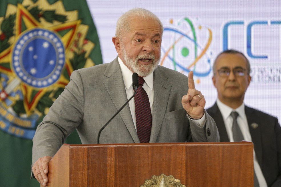 Lula em cerimônia para reinstalação do Conselho Nacional de Ciência e Tecnologia, em Brasília  — Foto: Marcelo Camargo/Agência Brasil