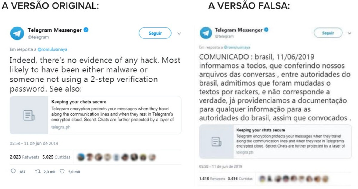 É #FAKE print do Telegram admitindo alteração de textos por hackers ...