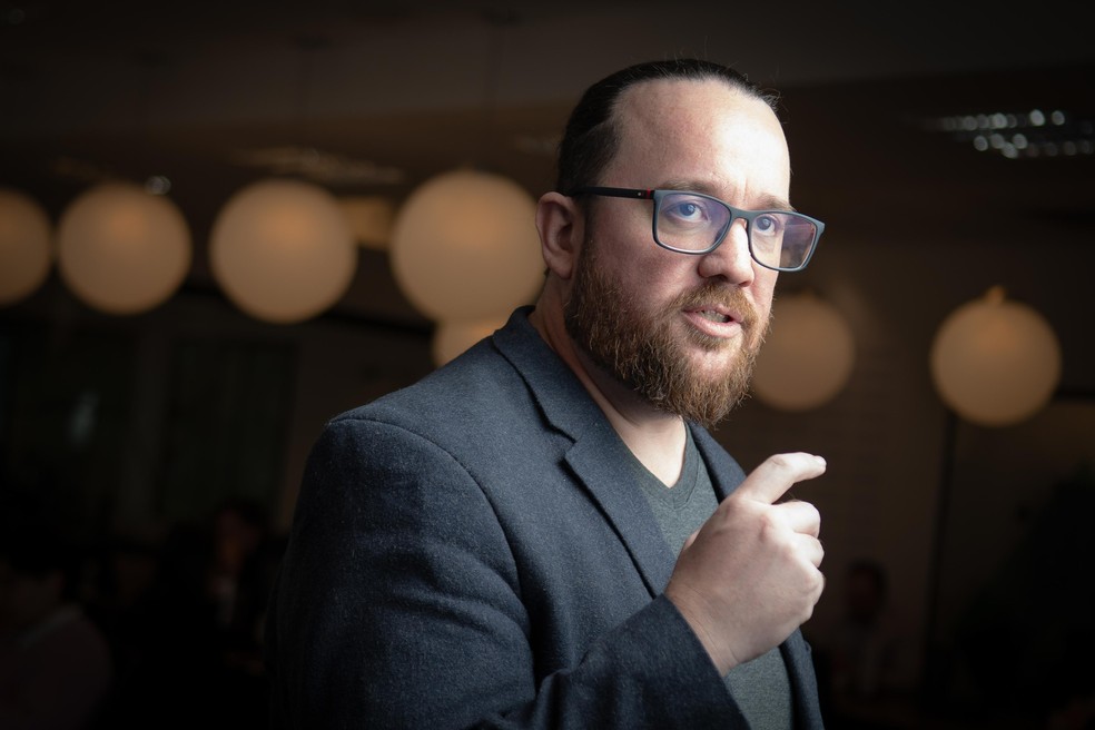 Presidente da ABFintechs, Diego Perez, em evento do setor.