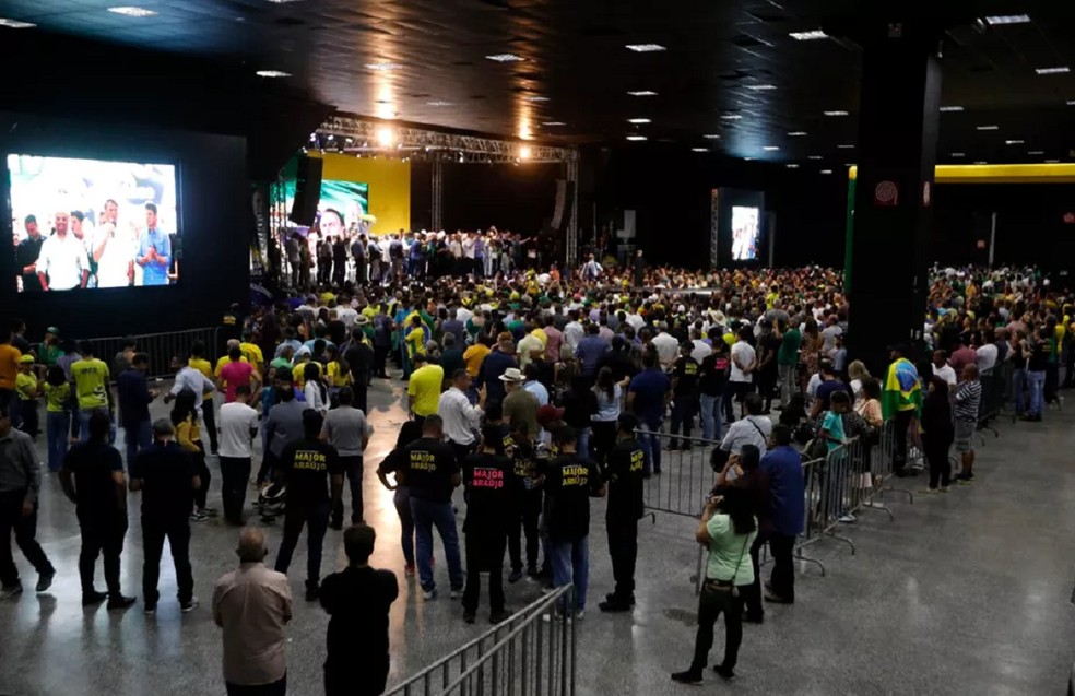 Convenção do PL em Goiás que oficializou Vitor Hugo como candidato ao governo do Estado, nesta sexta-feira (29/07/2022) — Foto: Cristiano Mariz/Agência O Globo