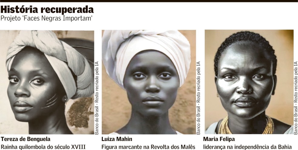 Projeto com IA resgata rostos de mulheres negras — Foto: Imagem Valor Econômico