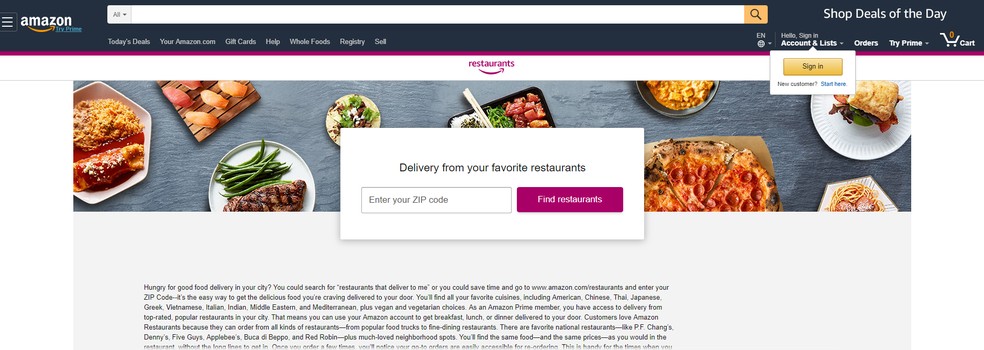 Amazon acaba com serviço de entrega de refeições nos EUA | Empresas ...