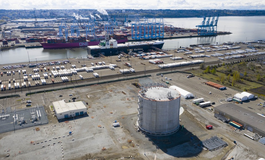 Porto de Tacoma, Washington, EUA; exportação; importação