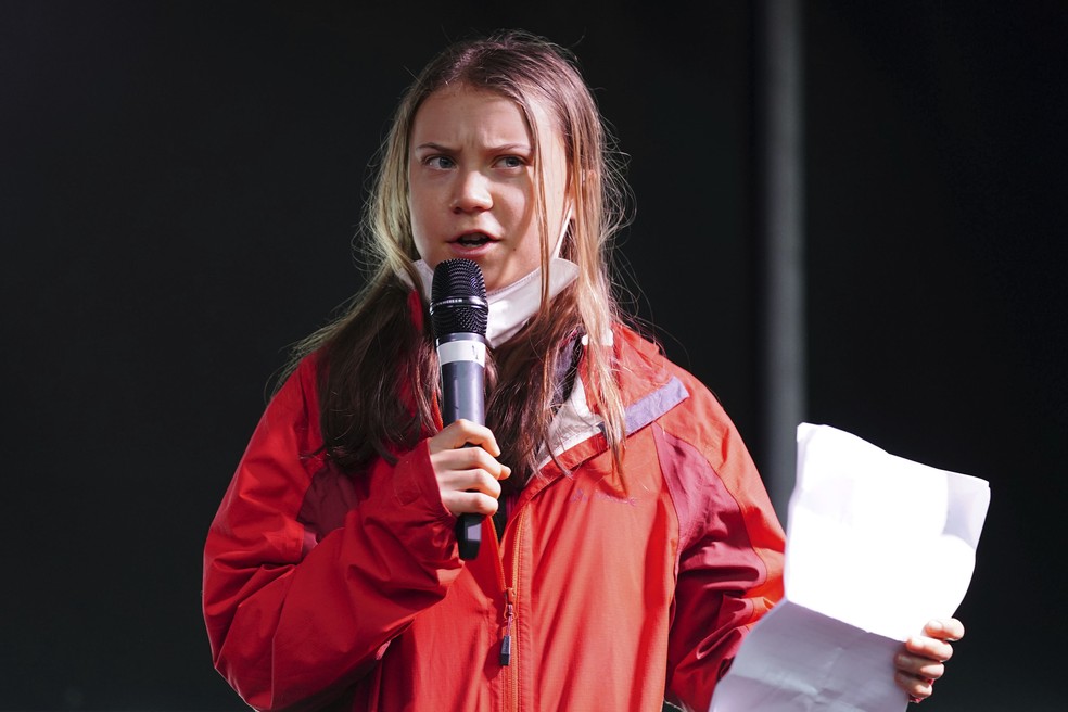 A ativista do clima Greta Thunberg — Foto: Jane Barlow/PA via AP