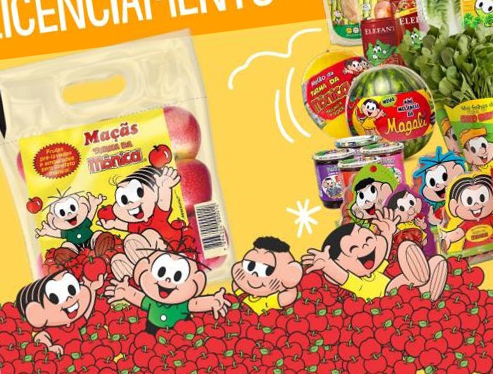 Turma da Mônica já estampou mais de 4 mil produtos, de 150 empresas - de fraldas e livros a frutas e legumes — Foto: Divulgação