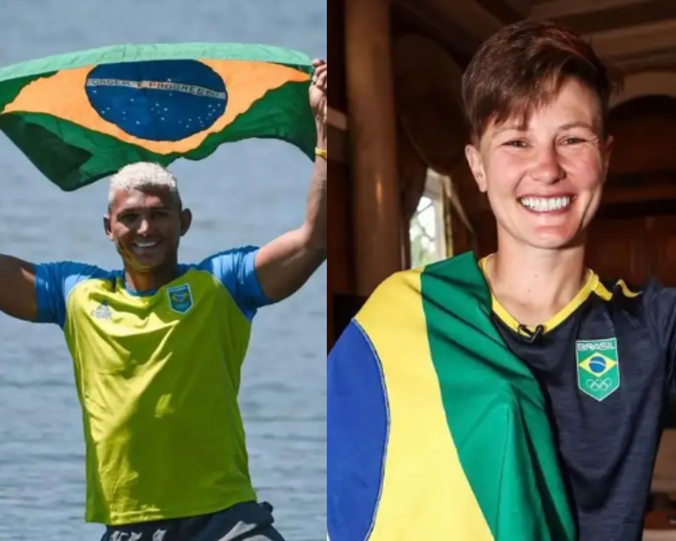 Isaquias Queiroz (canoagem) e Raquel Kochhann (rúgbi) carregarão a bandeira brasileira — Foto: Renato do Val/Gáspar Nóbrega/Comitê Olímpico Brasileiro/COB