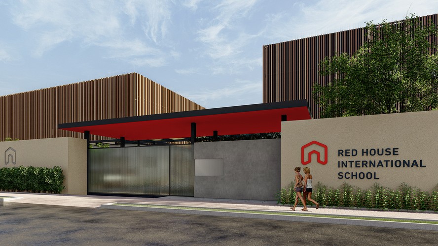 Vista da fachada do projeto da nova unidade Villa-Lobos da RED HOUSE