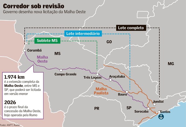Nova licitação da Malha Oeste pode ter ferrovia mais enxuta | Empresas |  Valor Econômico