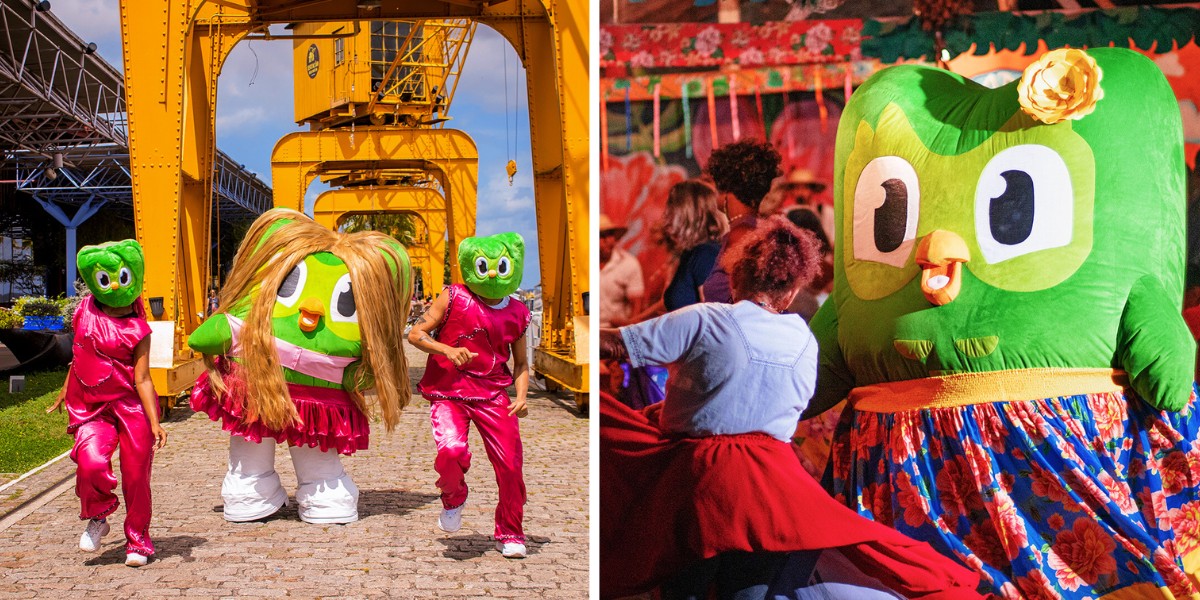 Duolingo aposta em ações culturais e leva mascote ao Pará de olho na Cop30